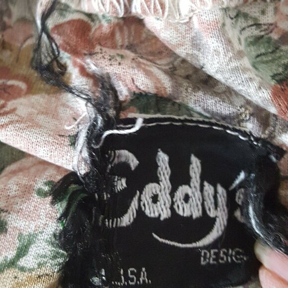 Eddys Vintage Womens Dress S Brown Floral Romantic Cottage Core Midi USA Tie Bel - Picture 6 of 7